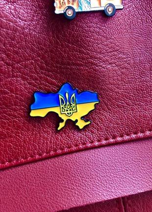 Патріотична брошка карта україни україна ua мапа тризуб національна символіка емаль пін прапор3 фото