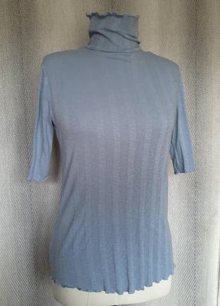 Жіноча футболка, лонгслив, водолазка гольф в рубчик модал/коттон1 фото