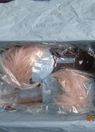 Шлепанцы prada женские, пантолеты с декором перьями размер 40-41 оригинал