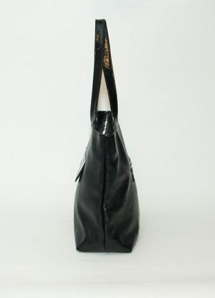 Шкіряна жіноча чорна сумка, кольори в асортименті5 фото