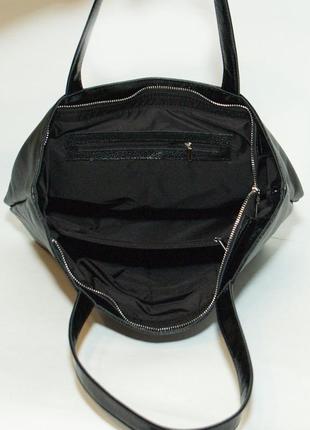 Шкіряна жіноча чорна сумка, кольори в асортименті4 фото