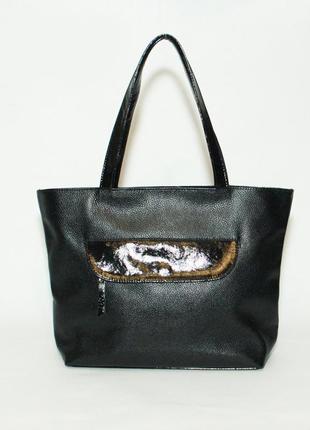 Шкіряна жіноча чорна сумка, кольори в асортименті3 фото
