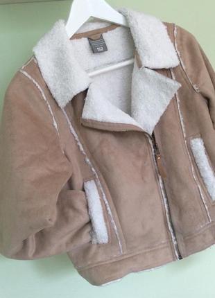 Куртка дубленка, косуха из алькантары, финляндия, 140- 146 размеры