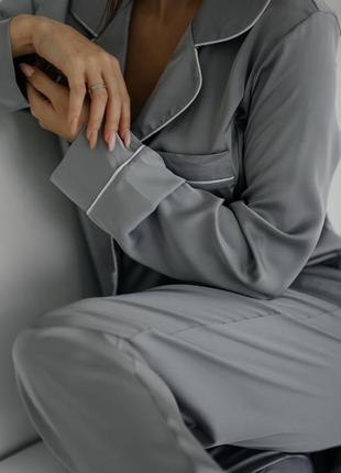 Шовкова піжама, сірий колір2 фото