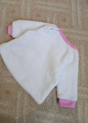 Біла пухнаста кофта з зайчиком, ergee, на дівчинку 4-6 місяців, зріст 687 фото