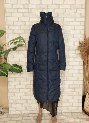 Длинная куртка деми осень-весна в тёмно синем цвете, воротник стойка, размер с-м