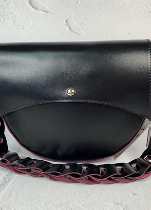 Сумка женская через плечо натуральная кожа черная 1622