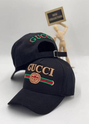 Кепка чорна жіноча чоловіча в стилі gucci бейсболка гуччі унісекс