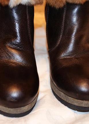 Зимние кожаные сапожки коричневого цвета с опушкой, 37 размер7 фото