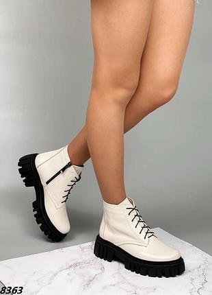 Ботинки деми осень натуральная кожа на тракторной подошве танкетке платформе