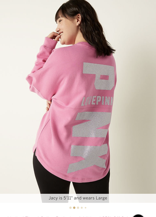 Рожевий світшот толстовка з логотипом pink/vs, розміри m, l, xl, xxl