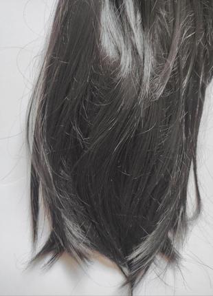 Черный парик каре с челкой обьемной широкой короткие волосы брюнет7 фото