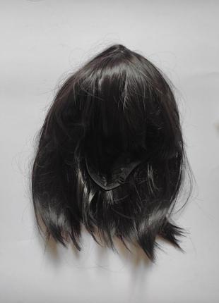 Черный парик каре с челкой обьемной широкой короткие волосы брюнет3 фото