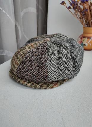 Твидовая кепка восьмиклинка harris tweed 54-55 шерстяная кепка восьмерка кашкет картуз stetson4 фото