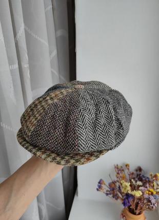 Твидовая кепка восьмиклинка harris tweed 54-55 шерстяная кепка восьмерка кашкет картуз stetson3 фото