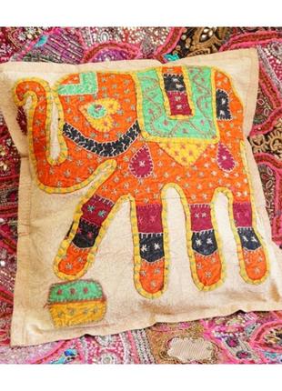 Наволочка декоративна слон бежева ручна робота індія
