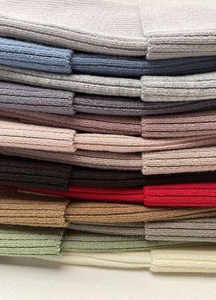 Жіночі демісезонні жіночі та дитячі шапки в рубчик біні гумка з відворотом демі2 фото