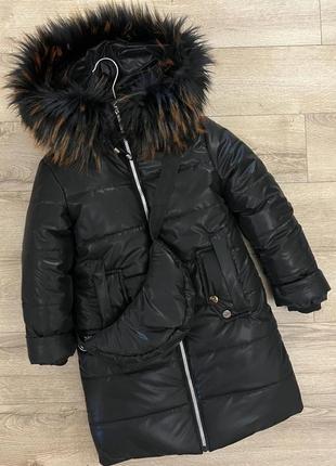 Зимова куртка -пальто для дівчинки6 фото