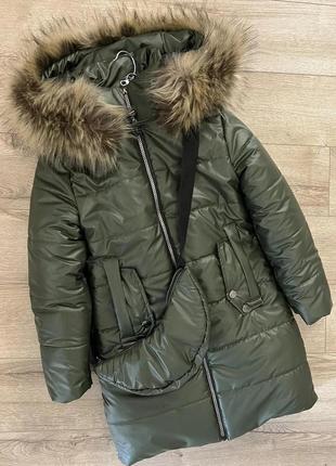 Зимова куртка -пальто для дівчинки4 фото