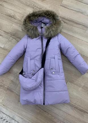 Зимова куртка -пальто для дівчинки5 фото
