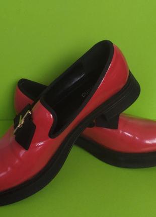 Красные туфли лоферы на объёмной подошве purlina, 419 фото