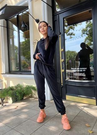 Женский велюровый костюм двойка 42-44 46-48 жіночий велюровий костюм