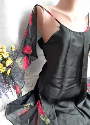 Пеньюар 🌹роза 🌶ночная рубашка платье с летящим рукавом-бабочкой пикантное атласный винтаж3 фото