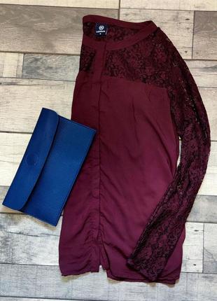 Женская элегантная бордовая ажурная блузка lerros оригинал на пуговицах  размер м3 фото