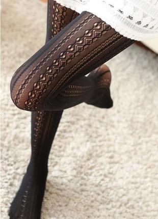 Ажурні колготки чорні 8801