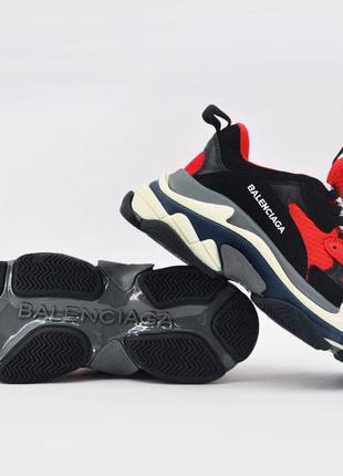 🔥кроссовки женские balenciaga triple s red black6 фото