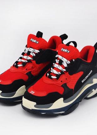 🔥кроссовки женские balenciaga triple s red black5 фото