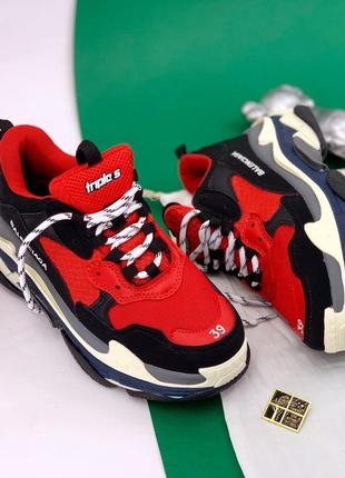 🔥кроссовки женские balenciaga triple s red black4 фото