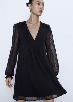 Красивое чёрное шифоновое платье zara
