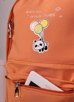 Рюкзак жіночий персиковий панда2 фото