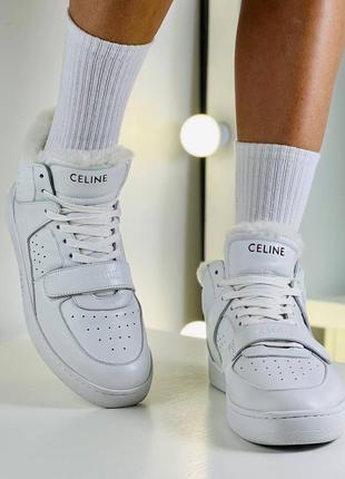 Кеды женские зимние теплые белые на меху селин celine2 фото