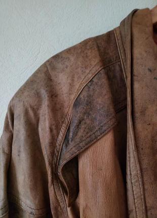 Винтажная ретро кожаная  100 % куртка реглан косуха