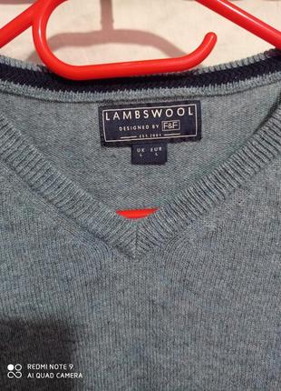 20. шерстяной lambswool woolmark серо-голубой пуловер джемпер шерсть ягнят вовна вовняний7 фото