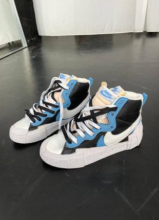 Високі кросівки nike blazer x sacai black legend blue