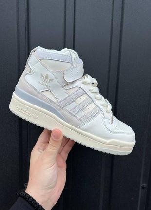 Adidas forum 84 hight cream beige жіночі високі кросівки замша бежеві кремові женские стильные высокие кроссовки адидас беж крем