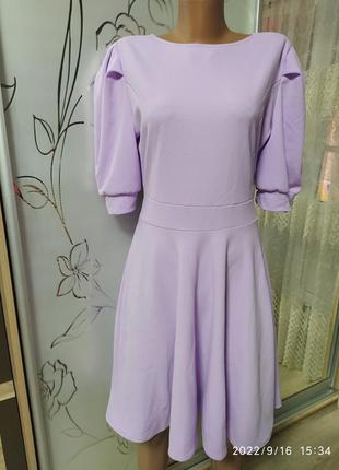 Распродажа сиреневое,лавандовое романтичное платье,с рукавами лютарами4 фото