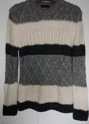 Теплый шерстяной мужской свитер zara man eur l
