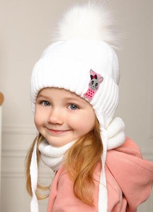 Зимовий комплект шапка+ хомут для дівчаток3 фото