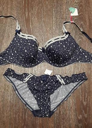 Р.36 d 80 d / 14-16 брендовий новий комплект  бюстгалтер + трусики від no secret кісточки поролон кружево