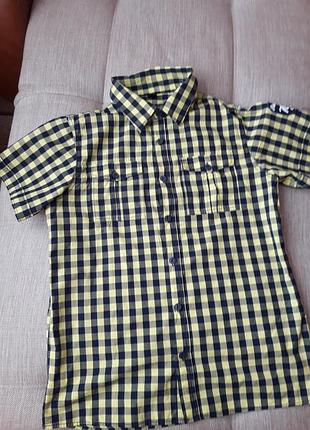 Рубашка с коротким рукавом в клетку 176 рост