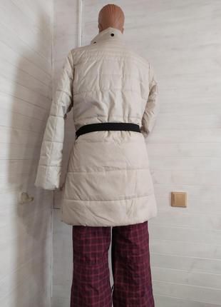 Теплая,  удлиненная курточка под поясок резинку l-xl в новом состоянии7 фото