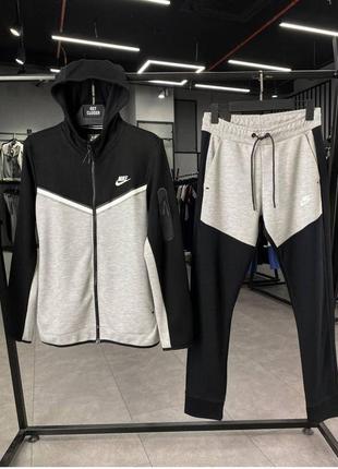 Мужской чёрно-серый спортивный костюм nike чоловічий чорно-сірий спортивний костюм nike