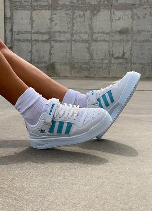 Adidas forum white mint жіночі крутезні кросівки весна осінь літо адідас білі блакитні новинка женские топовые кроссовки белые мятные бирюзовые8 фото