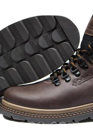 Зимові шкіряні черевики на хутрі, зимові кросівки chinook boot brown1 фото