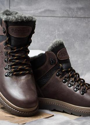 Зимові шкіряні черевики на хутрі, зимові кросівки chinook boot brown4 фото