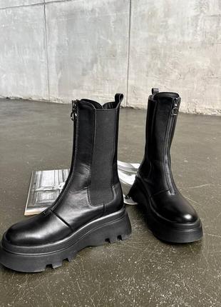 Челси высокие ботинки кожаные на замок сапоги3 фото